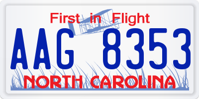 NC license plate AAG8353