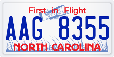 NC license plate AAG8355