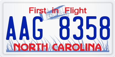 NC license plate AAG8358