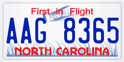 NC license plate AAG8365