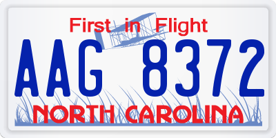 NC license plate AAG8372