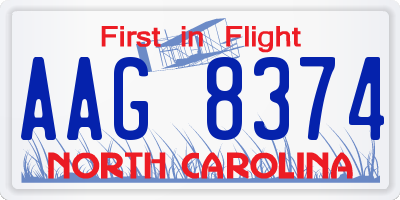 NC license plate AAG8374