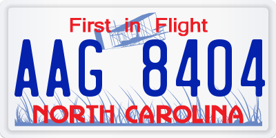 NC license plate AAG8404