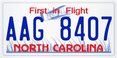 NC license plate AAG8407