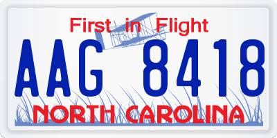 NC license plate AAG8418