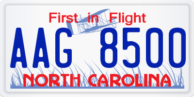NC license plate AAG8500