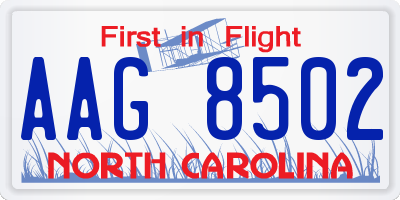 NC license plate AAG8502