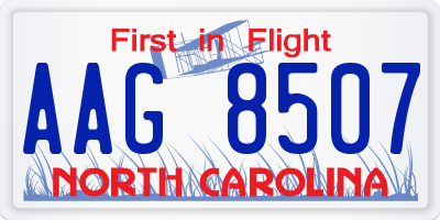 NC license plate AAG8507
