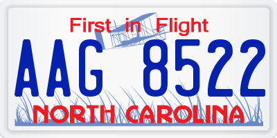 NC license plate AAG8522