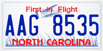 NC license plate AAG8535