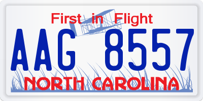 NC license plate AAG8557
