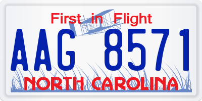 NC license plate AAG8571