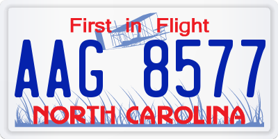 NC license plate AAG8577