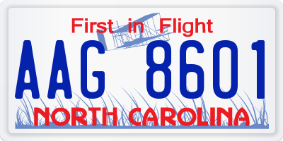 NC license plate AAG8601