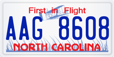 NC license plate AAG8608