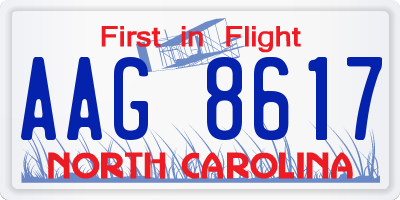 NC license plate AAG8617