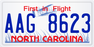 NC license plate AAG8623