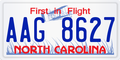 NC license plate AAG8627