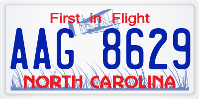 NC license plate AAG8629