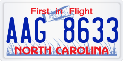 NC license plate AAG8633