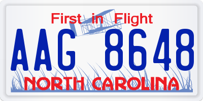 NC license plate AAG8648