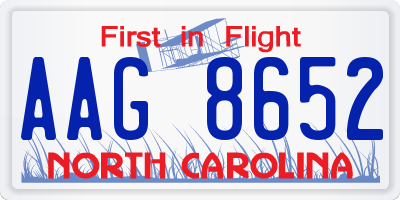 NC license plate AAG8652