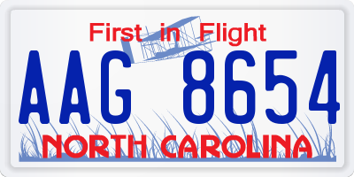 NC license plate AAG8654