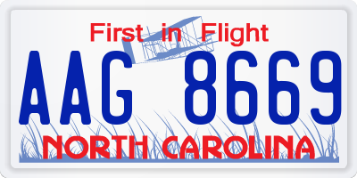 NC license plate AAG8669