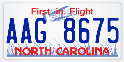 NC license plate AAG8675