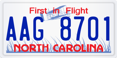 NC license plate AAG8701