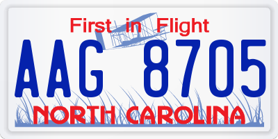 NC license plate AAG8705