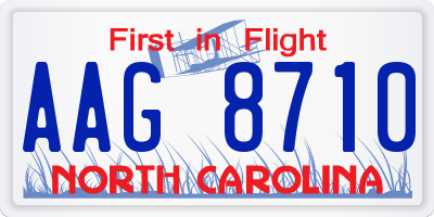 NC license plate AAG8710