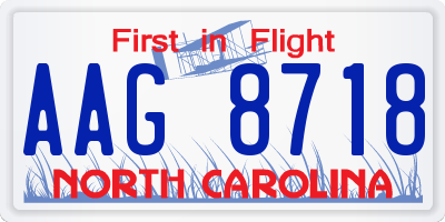 NC license plate AAG8718