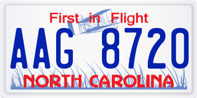 NC license plate AAG8720