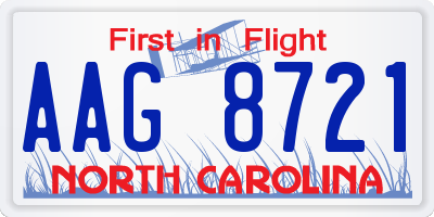 NC license plate AAG8721