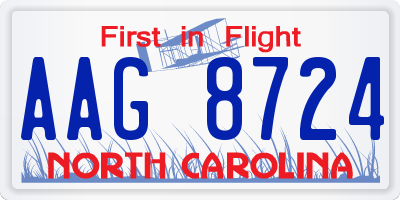 NC license plate AAG8724