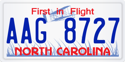 NC license plate AAG8727