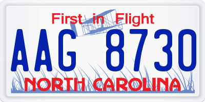 NC license plate AAG8730