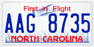 NC license plate AAG8735