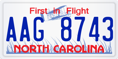 NC license plate AAG8743