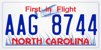 NC license plate AAG8744
