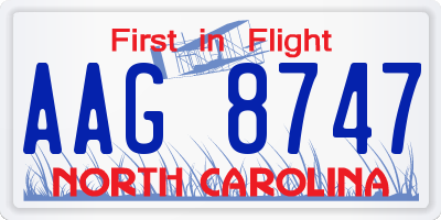NC license plate AAG8747