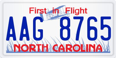 NC license plate AAG8765