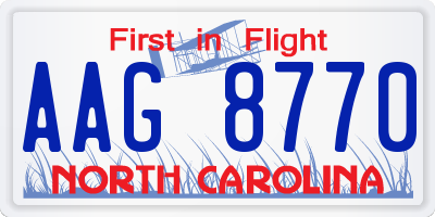 NC license plate AAG8770