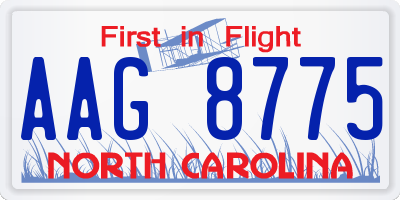 NC license plate AAG8775