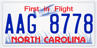 NC license plate AAG8778