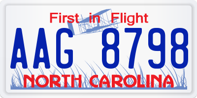 NC license plate AAG8798