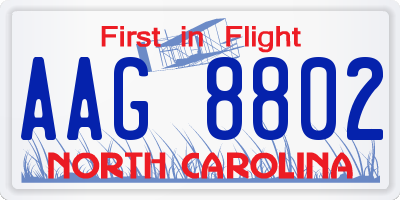 NC license plate AAG8802