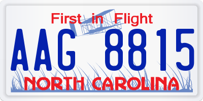 NC license plate AAG8815