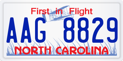 NC license plate AAG8829